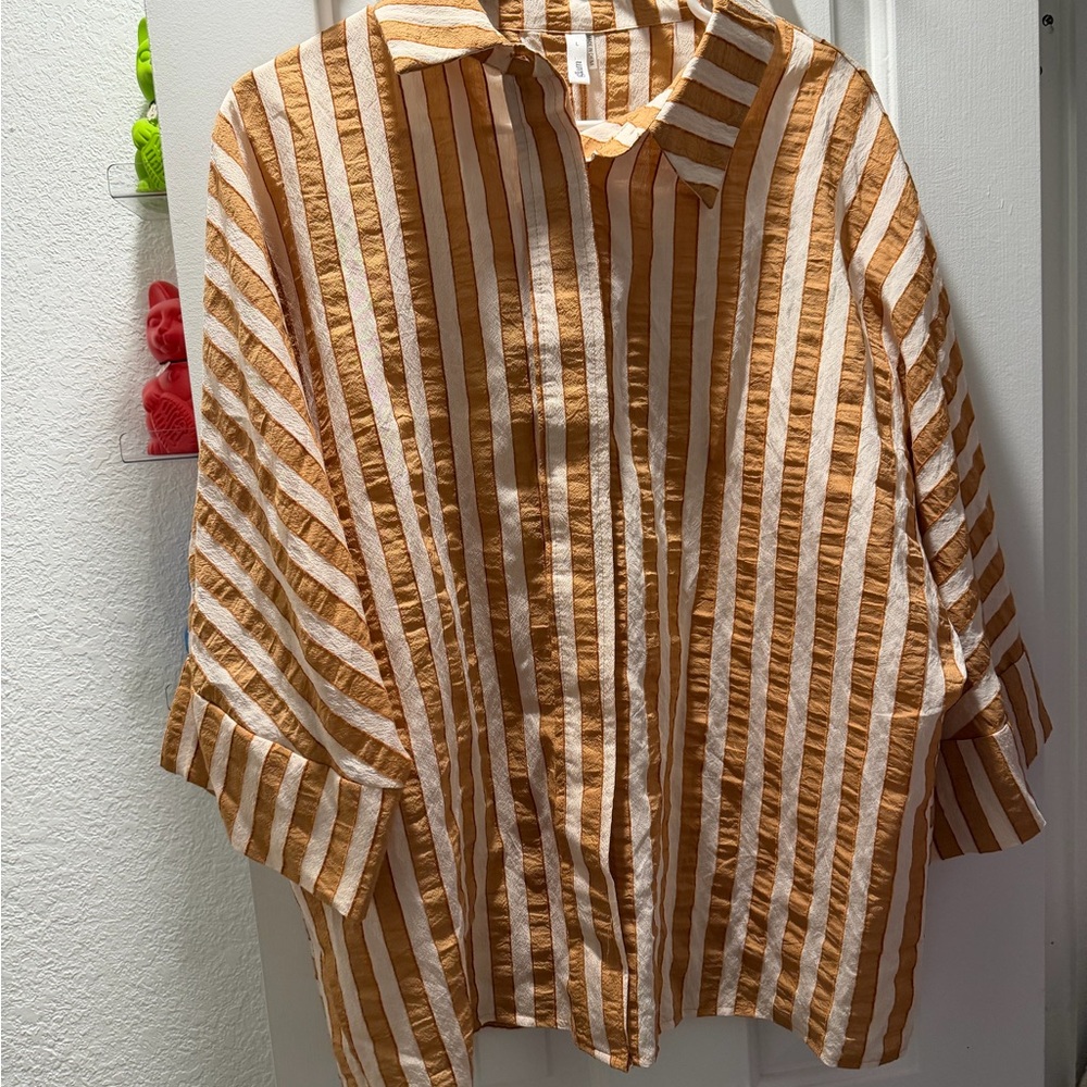 Glam Orange and White Striped Shirt